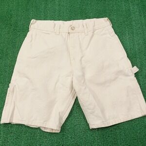 Vintage Round House Shorts Mens 30 (29) White Canvas Workwear Pockets 9 Inseam